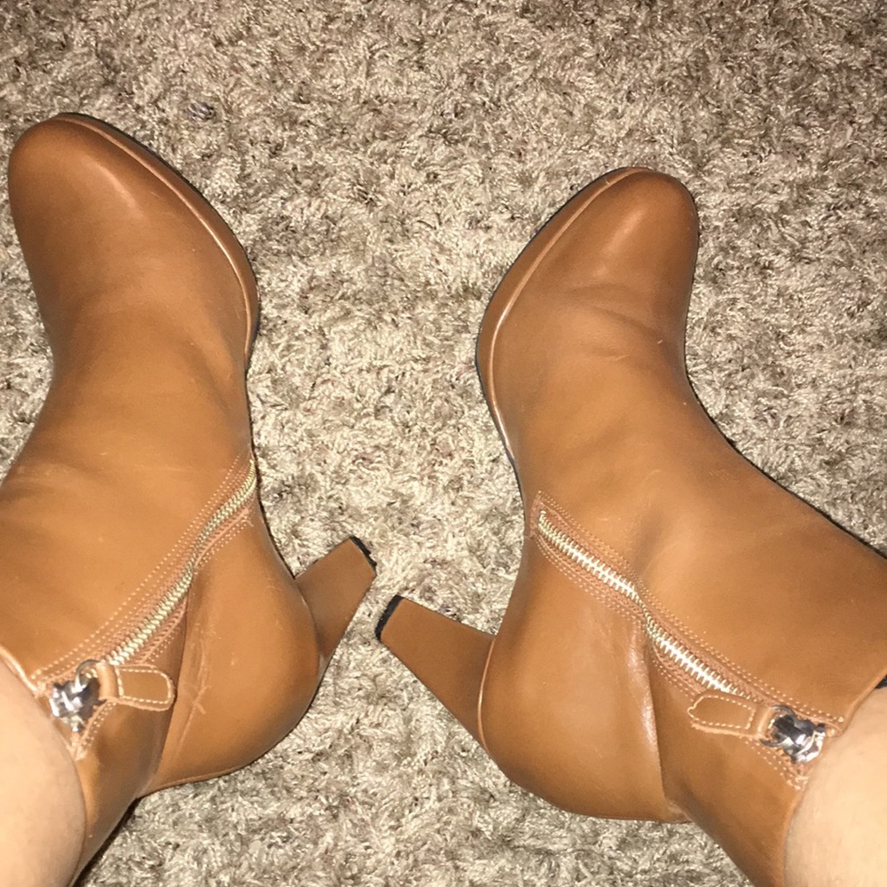 Clarks Real Leather Platform Rust Color Booties - image 3